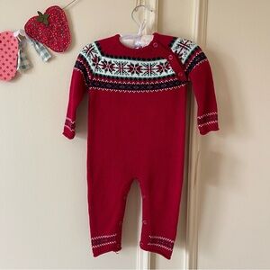 Tommy Bahama baby red knit winter holiday Christmas romper one piece 3-6 months